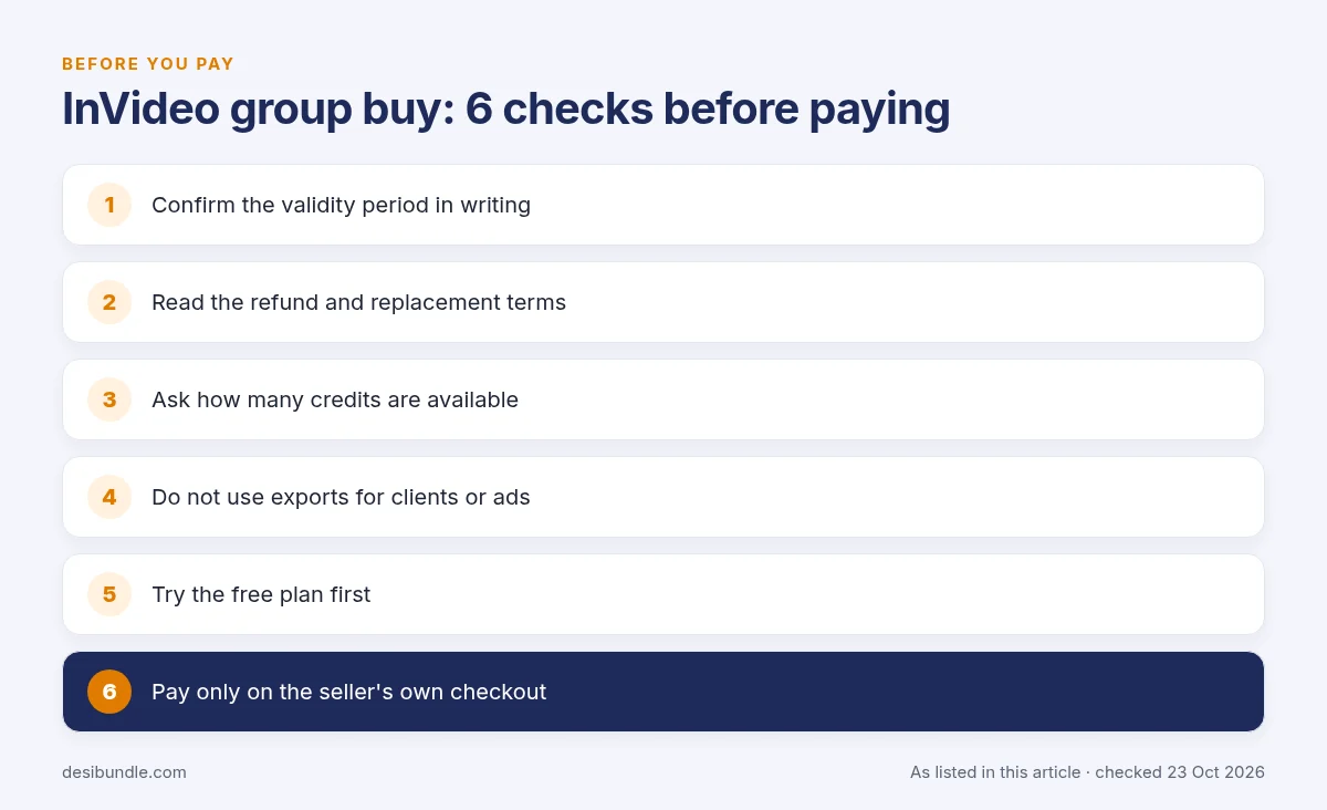 Is InVideo group buy safe? Checklist of 6 things to check before buying a InVideo group buy